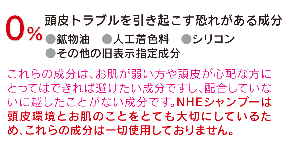 頭皮トラブルの恐れがある成分0%